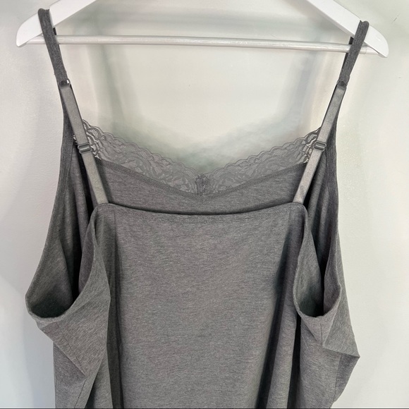 Catherines Women's Plus Size Suprema Gray Cami With Lace Plus Size 5X - Picture 4 of 6